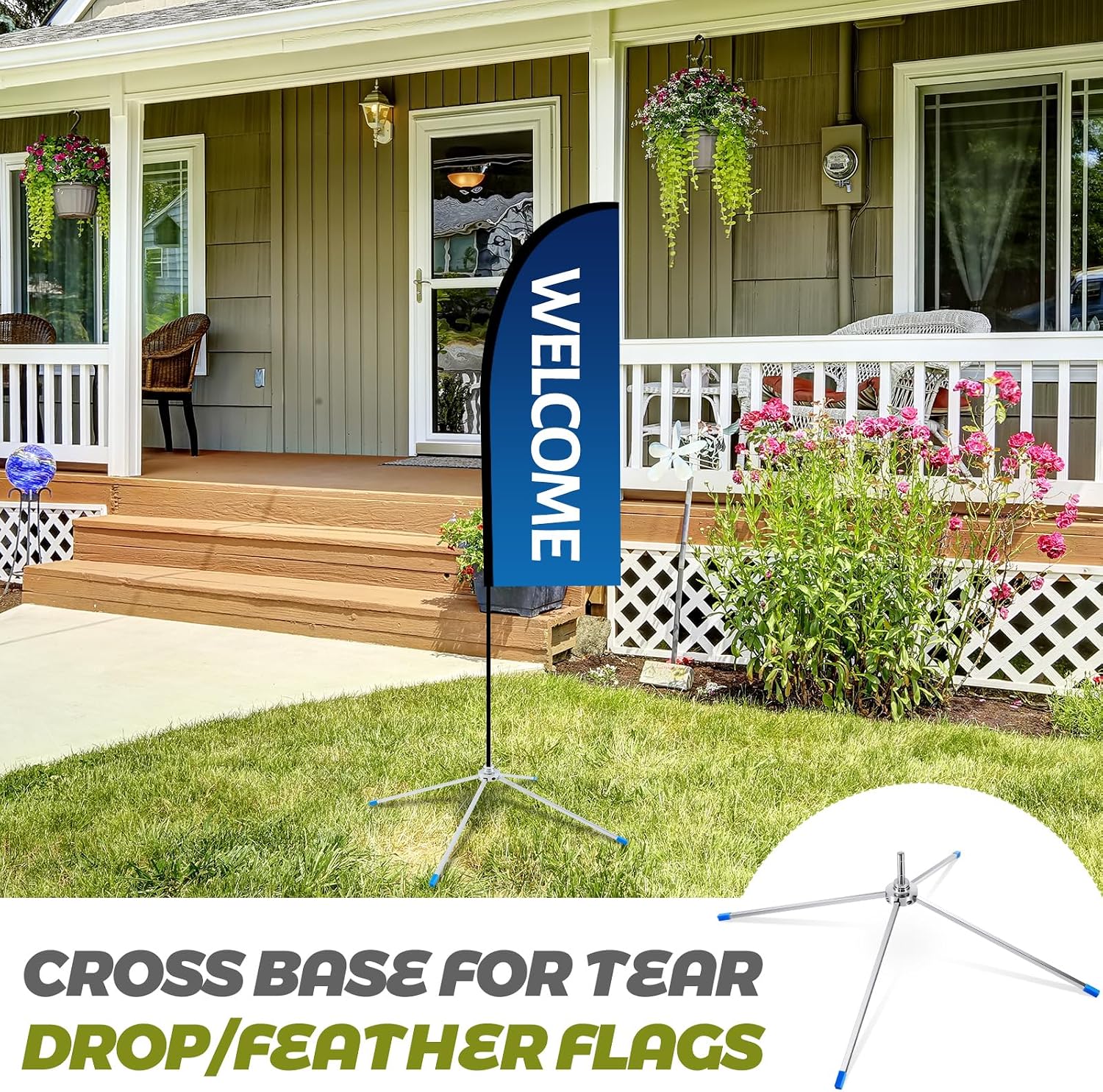 AUCT 22553 - $51 Blulu 2 Pcs Feather Flag Stand Cross Base for Tear Drop Flags, Adjustable - Image 2