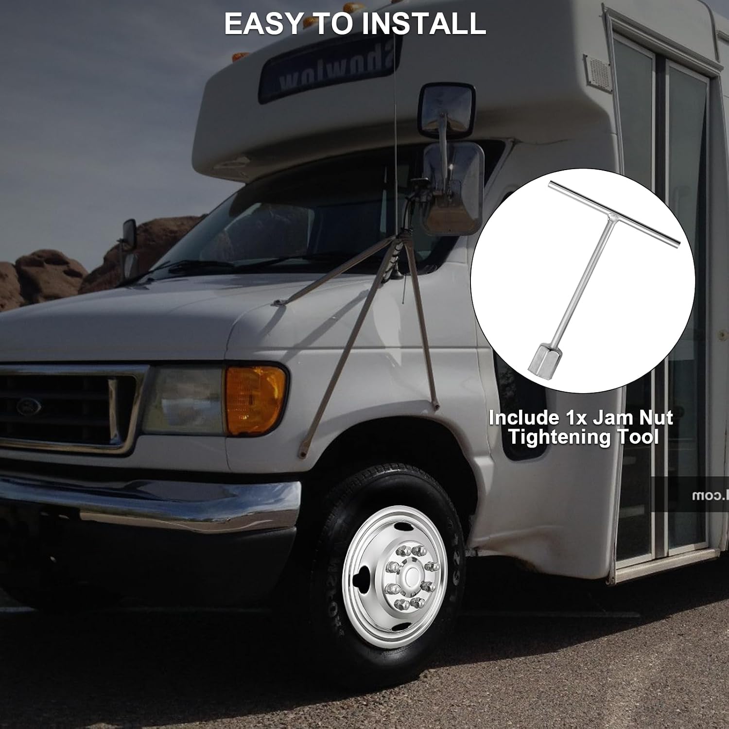 AUCT 20648 - $250 CIRONBOW 16" 8 Lug Wheel Simulators,Stainless Steel,with Bolt Kit Fit for Pick-up Tru - Image 4