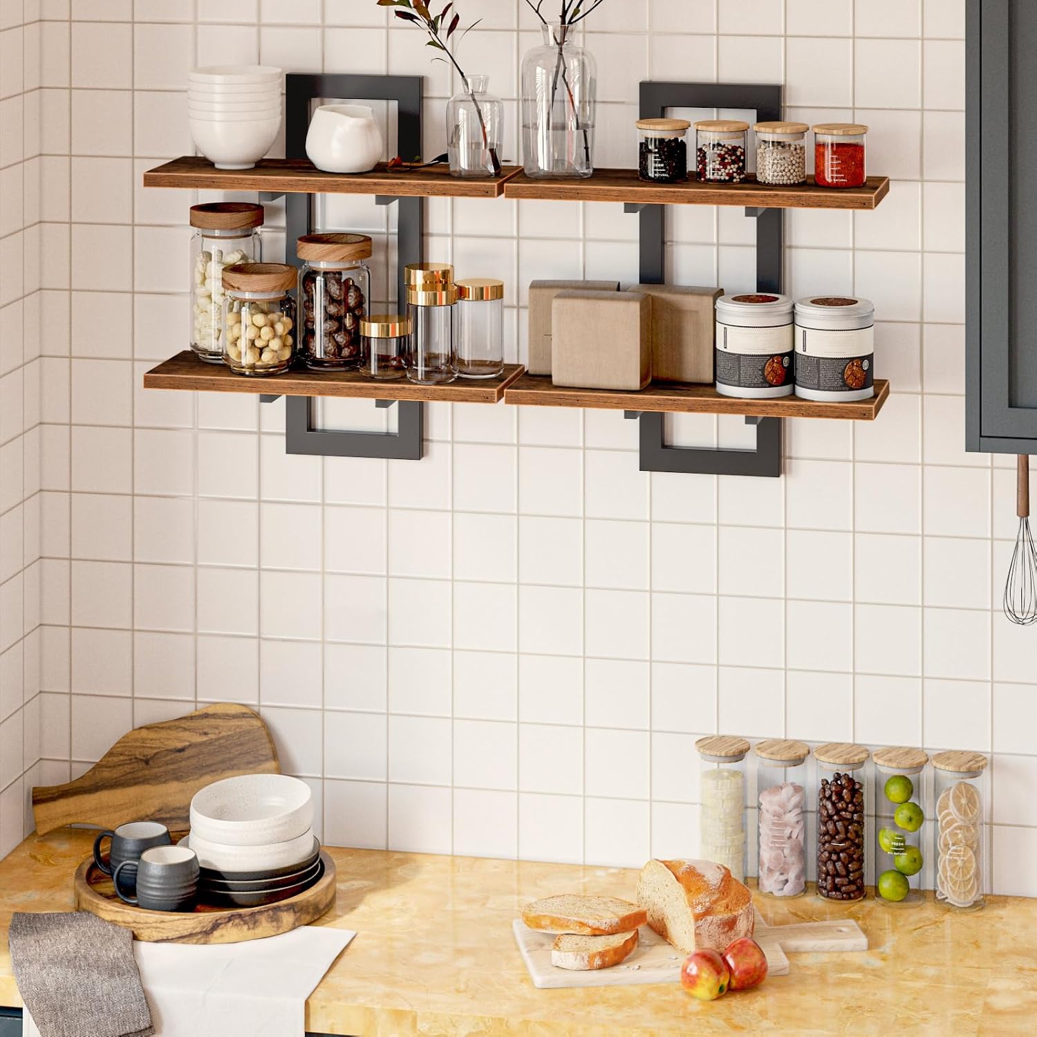 AUCT 21546 - HOOBRO Floating Shelves for Wall, 15" Wall Shelf Set of 2, Wall Mounted Storage Shelves 2- - Image 3