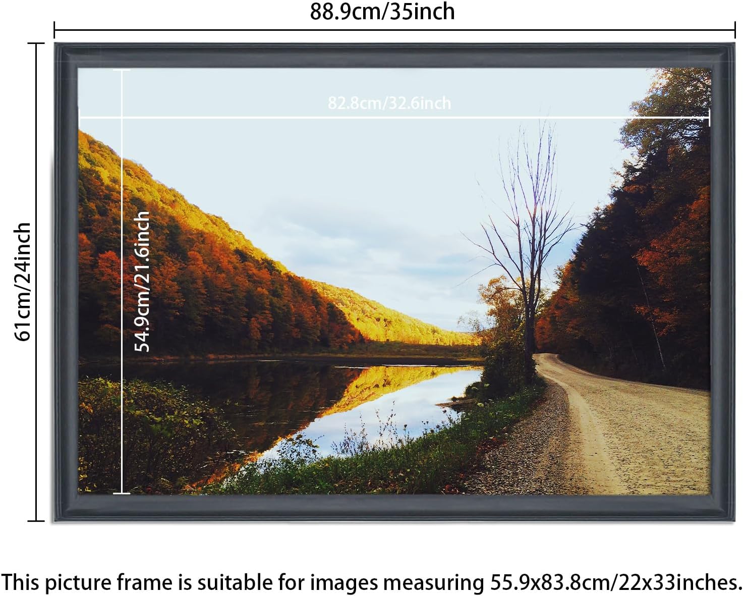 AUCT 20815m - 22x33 inch Picture Frame Solid Wood Black,Suitable for Panoramic Photo Frame, Posters,Pain - Image 2
