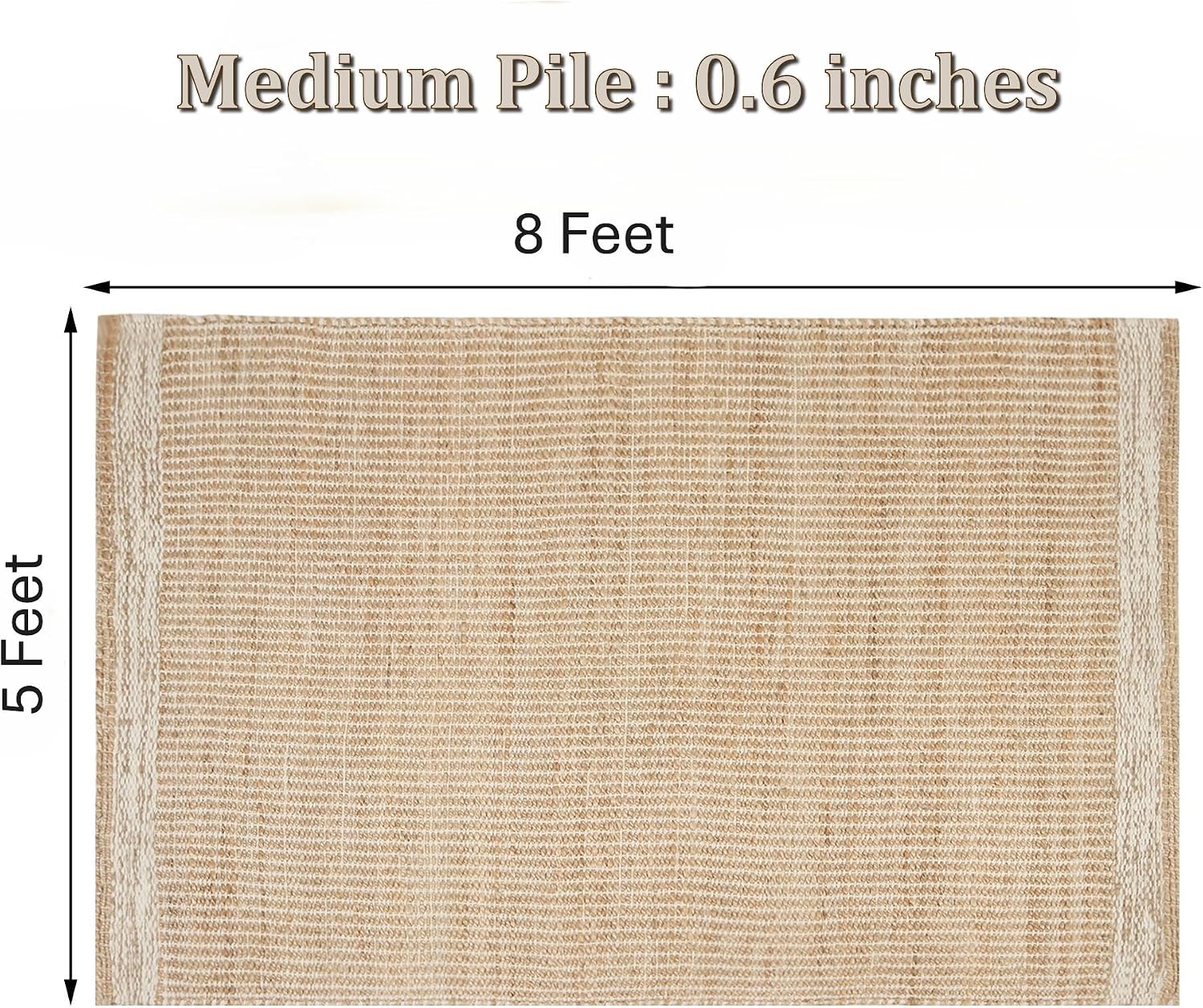 AUCT 21514 - $94 5' x 8' Jute & Wool Area Rug Handwoven Mini Check Pattern with 4-Inch Border Natural - Image 2