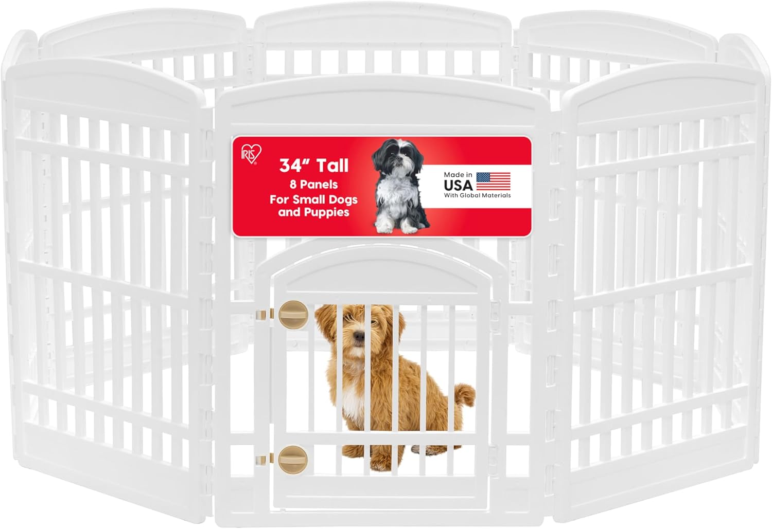 AUCT 22279 - $100 IRIS USA 8-Panel Dog Playpen, Pet Enclosure, White