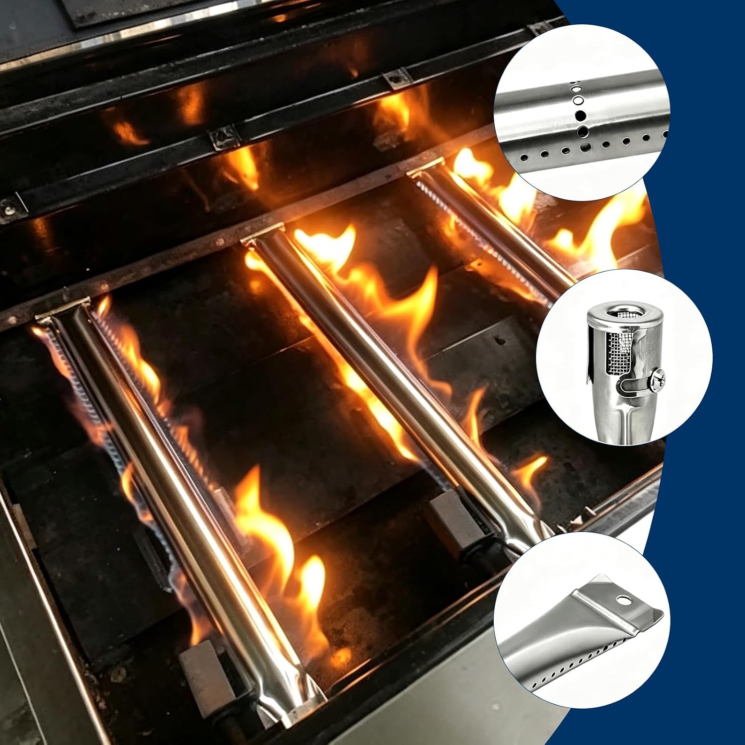 AUCT 22494 - $60 Replace parts 8 Pack Stainless Steel Heat Plates and Stainless Steel Grill Burners Rep - Image 3