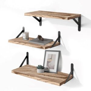 AUCT 22043 - Wood Floating Shelves for Wall, Brown, 16.5", Set of 3