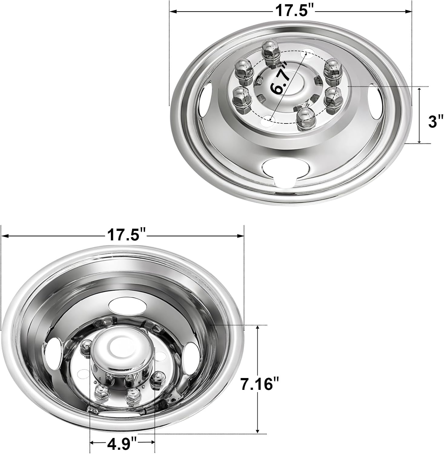 AUCT 20648 - $250 CIRONBOW 16" 8 Lug Wheel Simulators,Stainless Steel,with Bolt Kit Fit for Pick-up Tru - Image 3