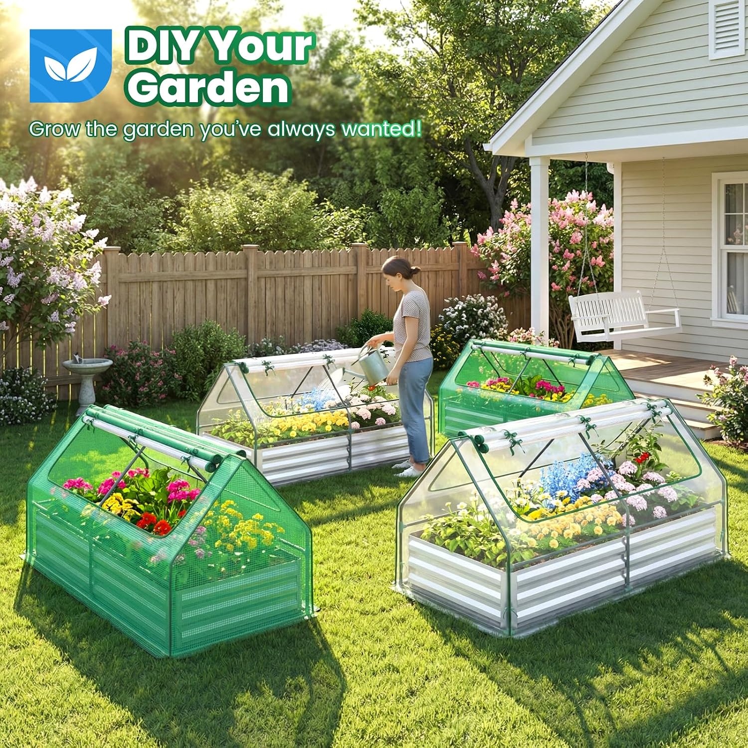 AUCT 20431 - $75 Quictent 6x3x1ft Galvanized Raised Garden Bed with Cover - Image 2