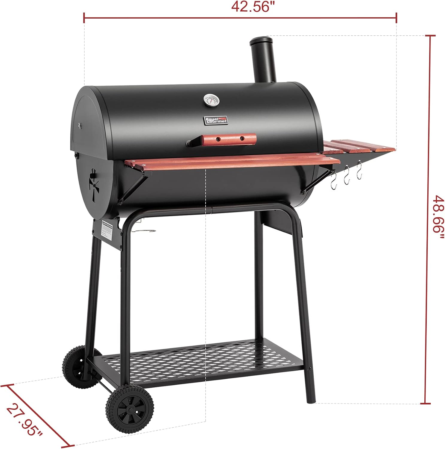 AUCT 22602 - $115 Royal Gourmet CC1830V 30 Barrel Charcoal Grill with Side Front Table - Image 4