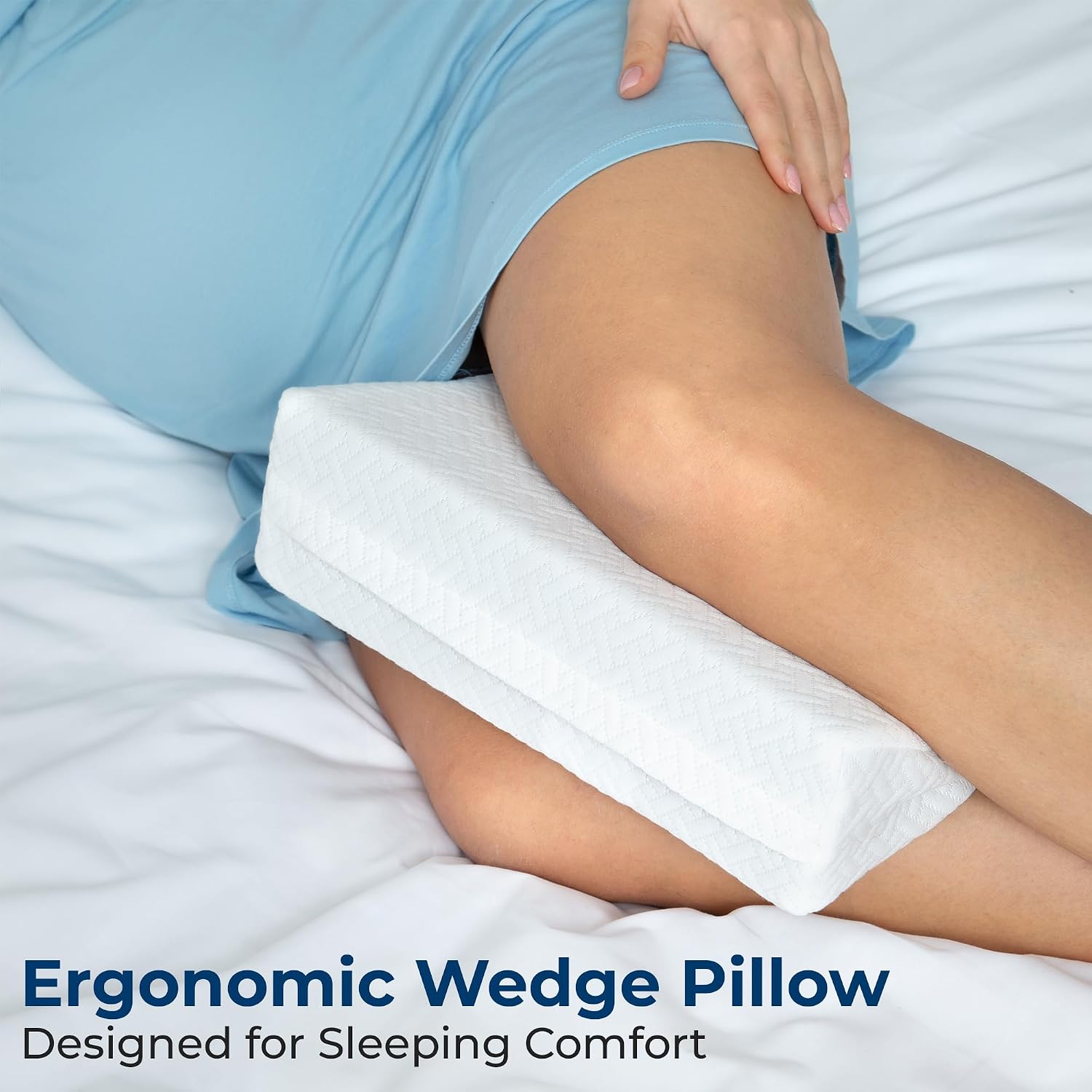 AUCT 20514 - 5 STARS UNITED Small Knee Pillow for Side Sleepers Wedge Firm Foam Support for Belly, Ba - Image 2