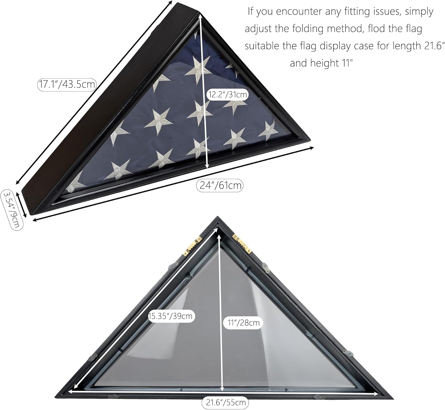 AUCT 21510 - Burial Flag Display Case Fits 5'x9.5' Flag, Thin Bottom Edge Military Flag Box with Glass - Image 3
