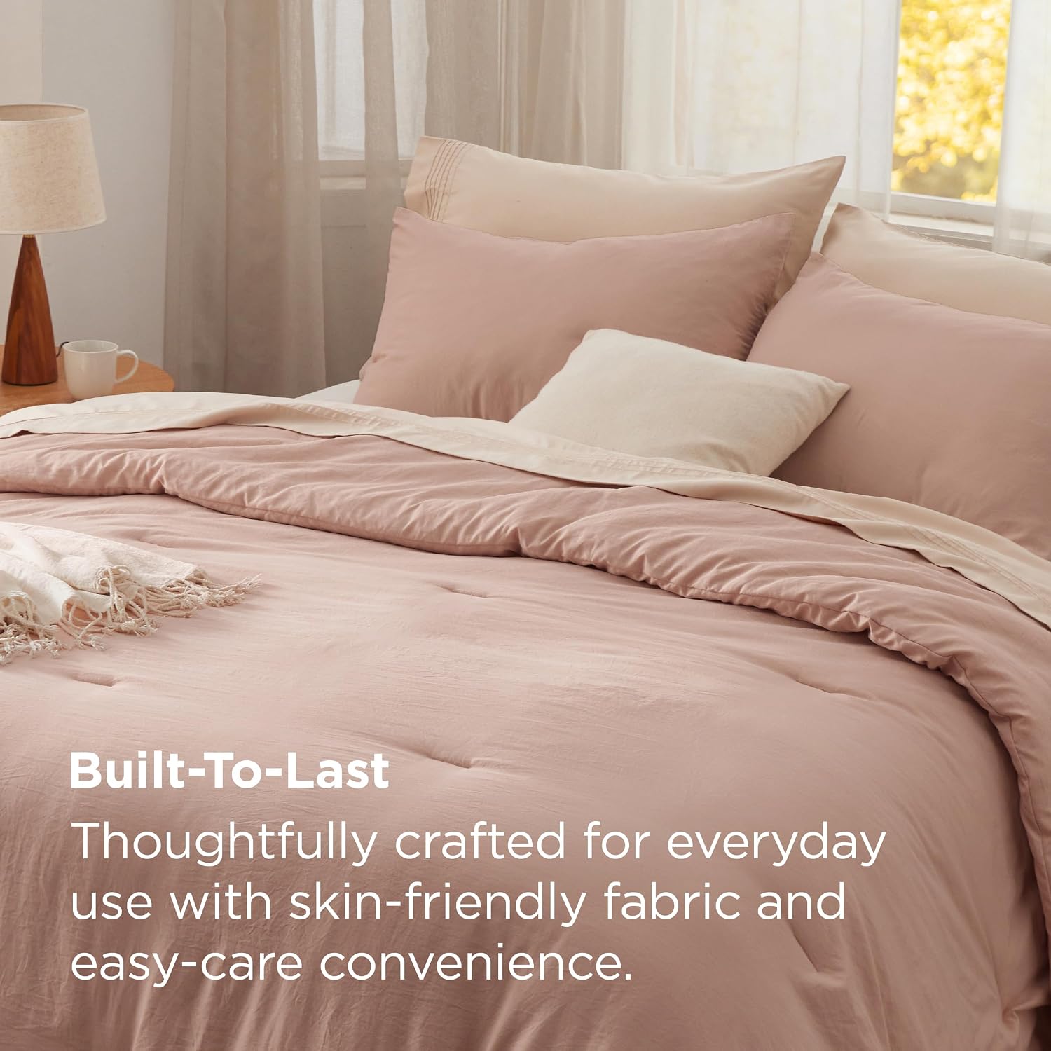 AUCT 20904 - Bedsure Queen Comforter Set Prewashed Soft Bedding 3Pcs Dusty Pink 90"x90" - Image 3
