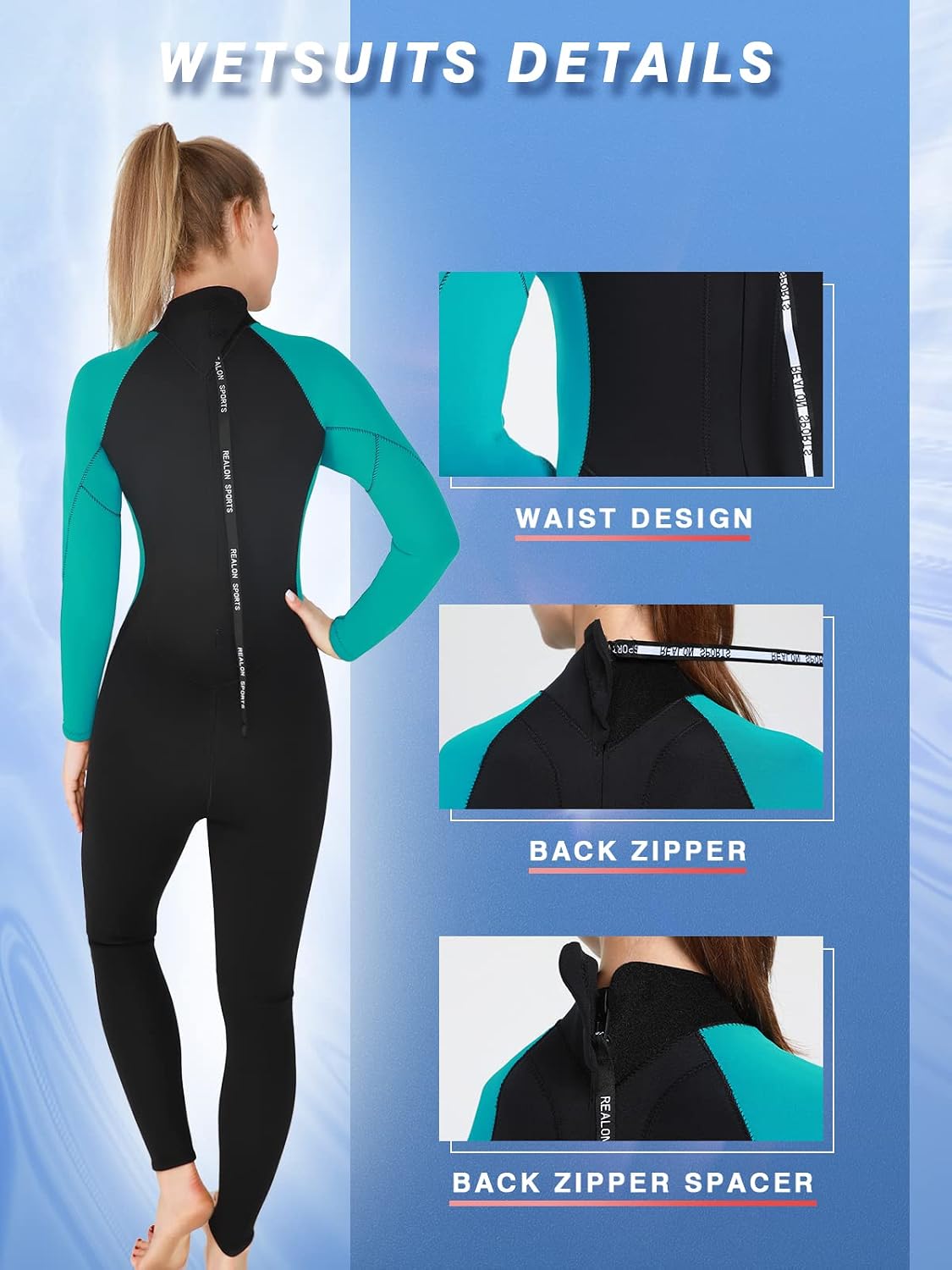 AUCT 21832 - $133 Mens Womens Wetsuit 5/4mm Neoprene Scuba Diving Long Sleeve Back Zipper Thermal Wet S - Image 4