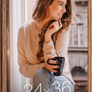 AUCT 22587 - $60 24x36 Poster Frame Brown Wood, Rustic Natural 36x24in Woodgrain Picture Frame, Modern