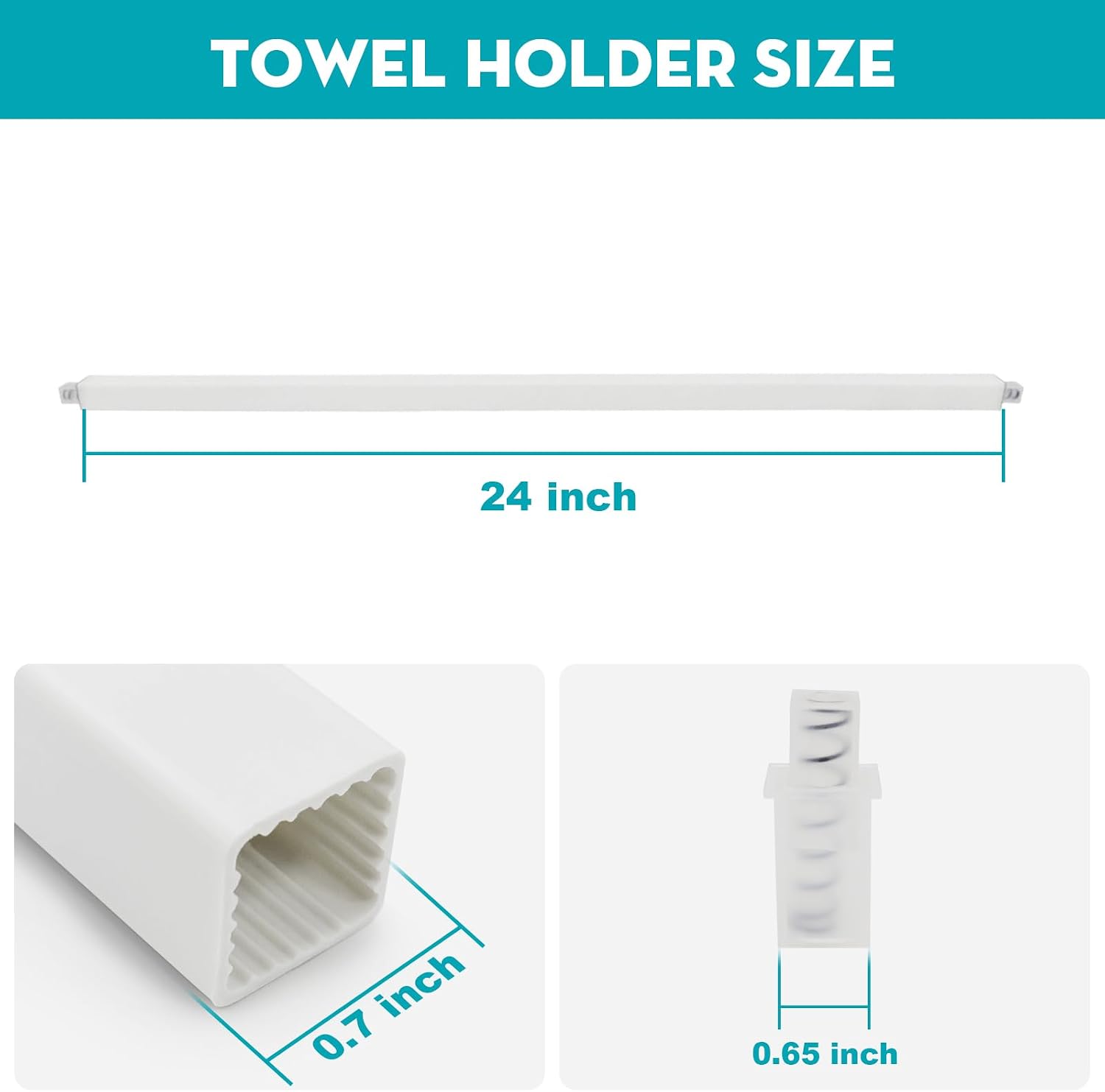 AUCT 22286 - 24 Inch Plastic Spring Loaded Towel Bar Replacement Rod for Ceramic Holders - Image 2