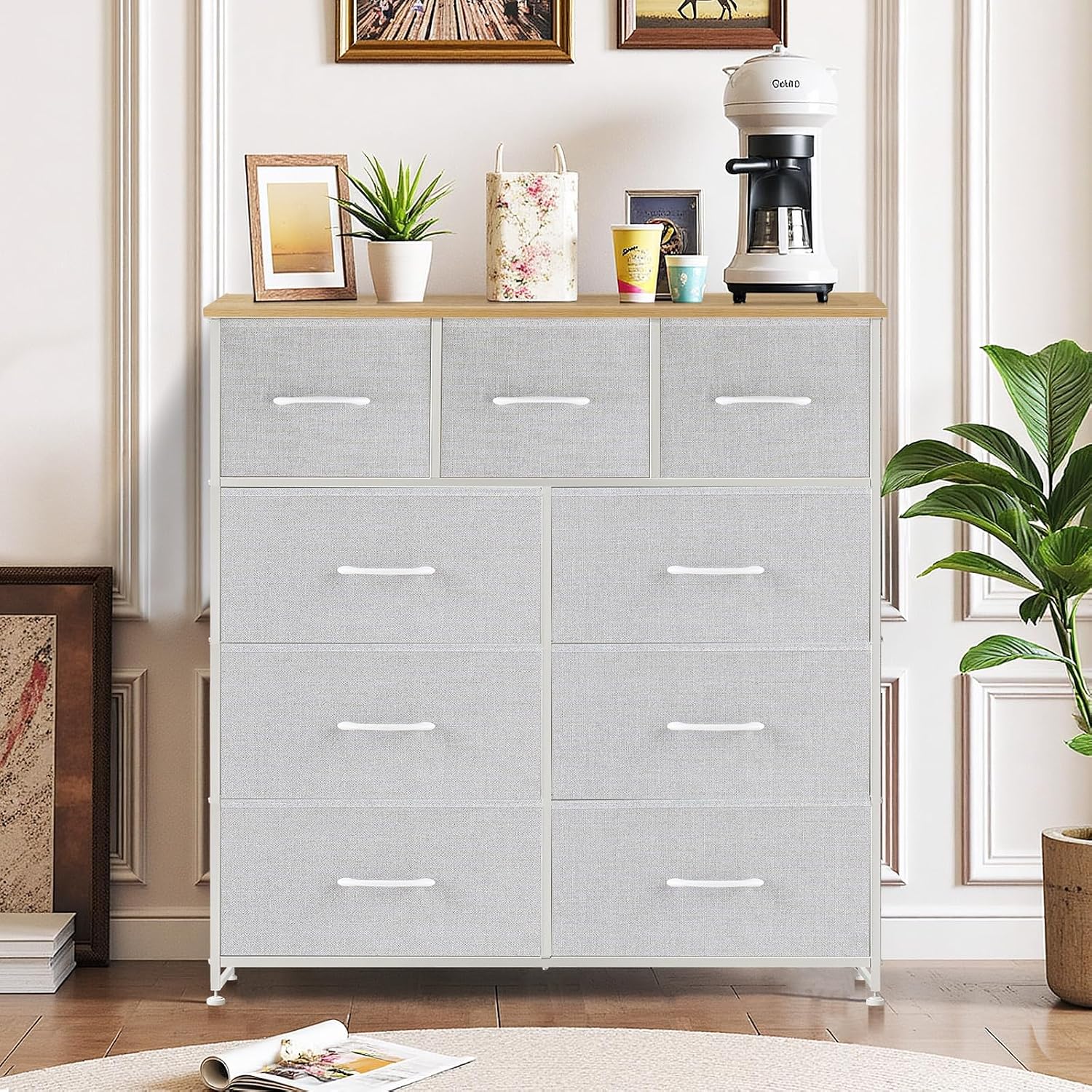 AUCT 22615 - $69 9-Drawer Dresser for Bedroom, Anti-Tip Tall Storage Organizer - Image 2