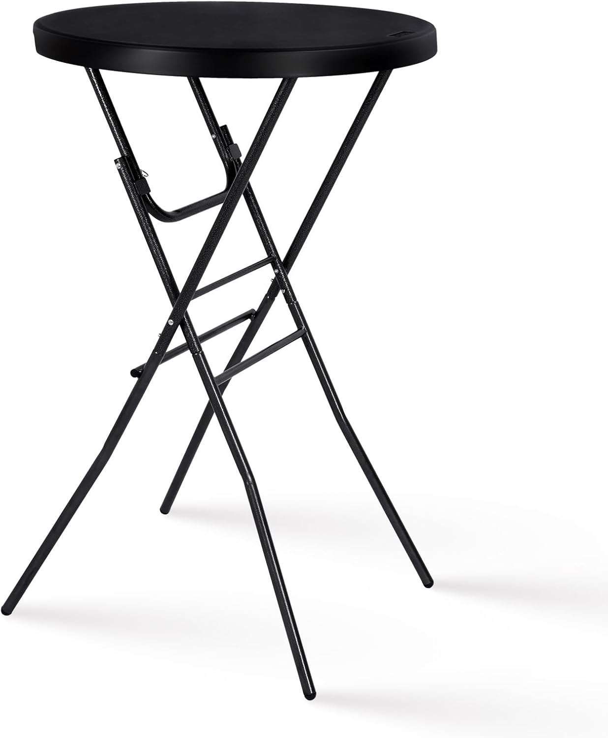 AUCT 20991 - $71 Byliable 28in Cocktail Folding Table, Round High Top Bar Height Black Table