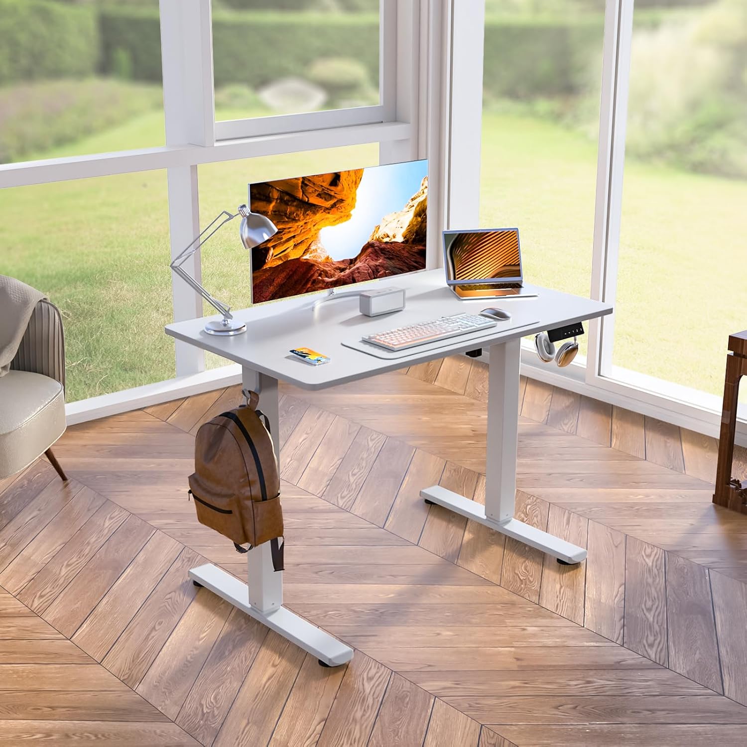 AUCT 20551 - $104 Kingant Standing Desk, 35x20 Inch Electric Height Adjustable Computer Desk - Image 2
