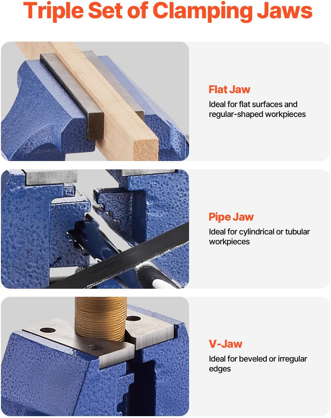 AUCT 22495 - $105 VEVOR Bench Vise, 6.5" Jaw Width, 360-Degree Swivel Base, Rotate Clamp - Image 3