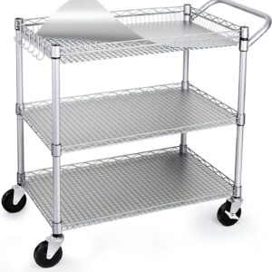 AUCT 22647 - $90 WDT 990Lbs Capacity Heavy Duty Rolling Utility Cart, NSF Rolling Carts with Wheels,Com