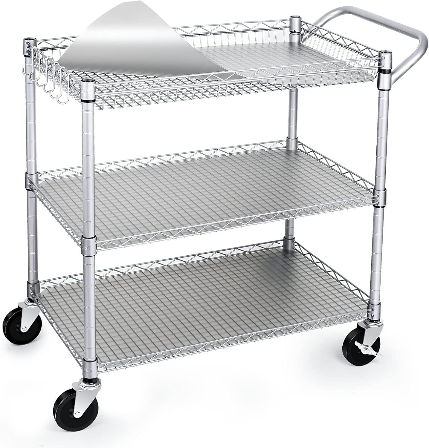 AUCT 22647 - $90 WDT 990Lbs Capacity Heavy Duty Rolling Utility Cart, NSF Rolling Carts with Wheels,Com