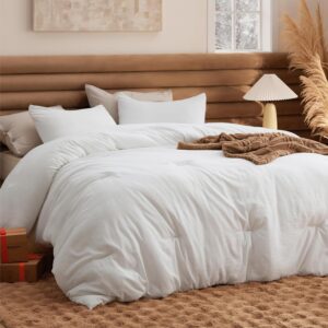 AUCT 20912 - $80 Bedsure Oversized King Comforter Prewashed Bedding Set 3Pcs White 120"x98"