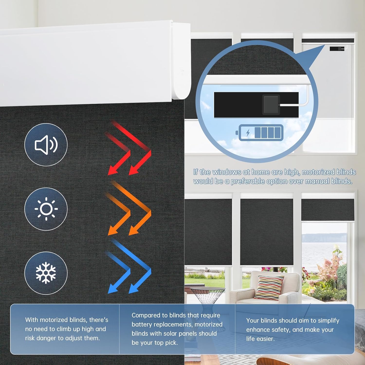 AUCT 20872 - $87 DENFOON Motorized Blinds with Remote, Blackout Roller Blinds for Windows - Image 4