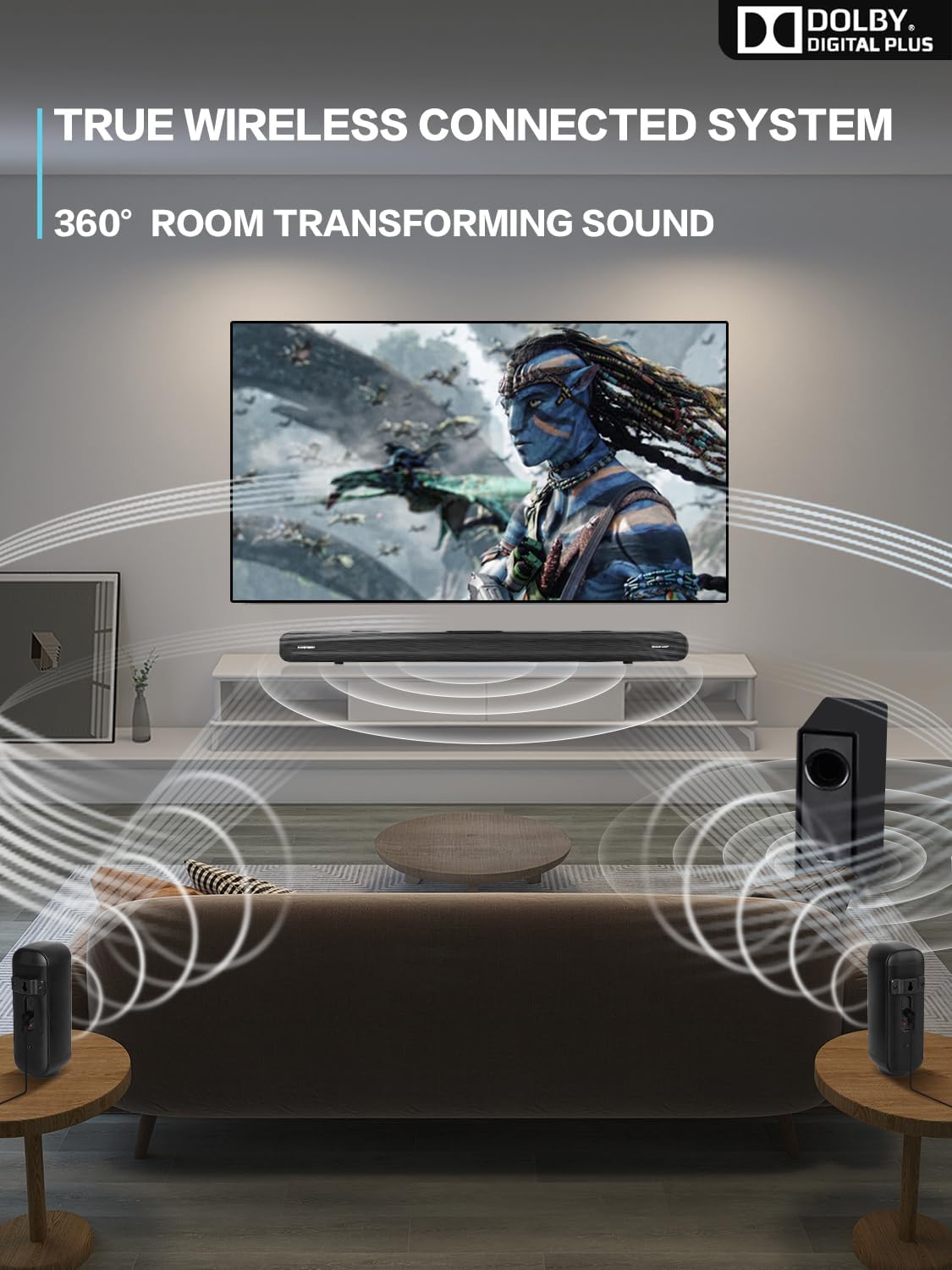 AUCT 21837 - $300 5.1 CH Surround Sound Bar with Dolby Audio, Sound Bars for TV, Wireless Subwoofer & R - Image 2