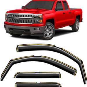 AUCT 22536 - Window Visors Rain Guards for Chevy Silverado/GMC Sierra Crew Cab 2014-2018