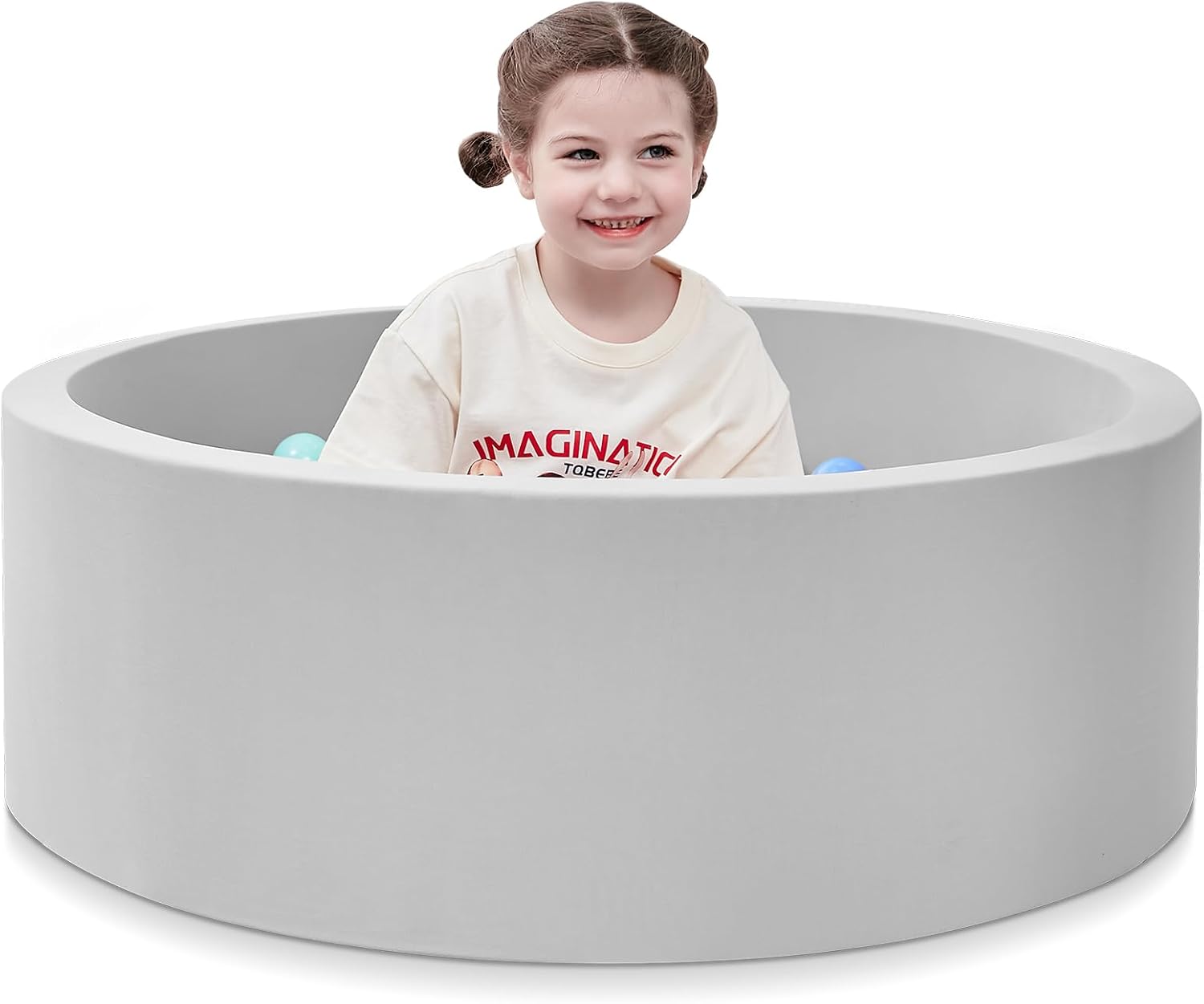 AUCT 20937 - SHJADE Foam Ball Pit, 35.4"x 11.8" Ball Pits for Toddlers-Grey