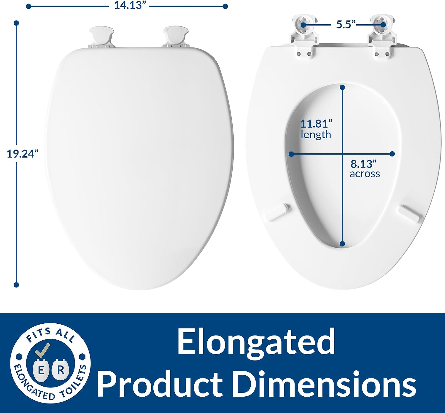 AUCT 21822 - CHURCH Toilet Seat, Easy Clean Hinges Release for Deep Cleans, Durable Enameled Wood Seat, - Image 3