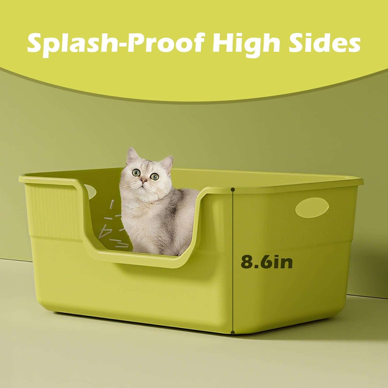 AUCT 22510 - Large Cat Litter Box with High Sides,Low Entry Cat Litter Pan Tray Kitty Litter Box for In - Image 2