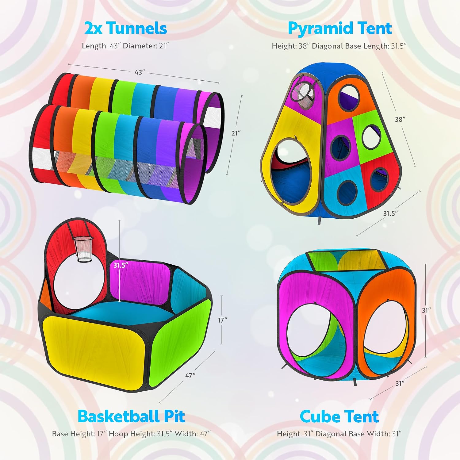 AUCT 20563 - $60 Playz 5pc Pop Up Play Tent and Crawl Through Tunnels for Kids w/Carry Bag - Image 3