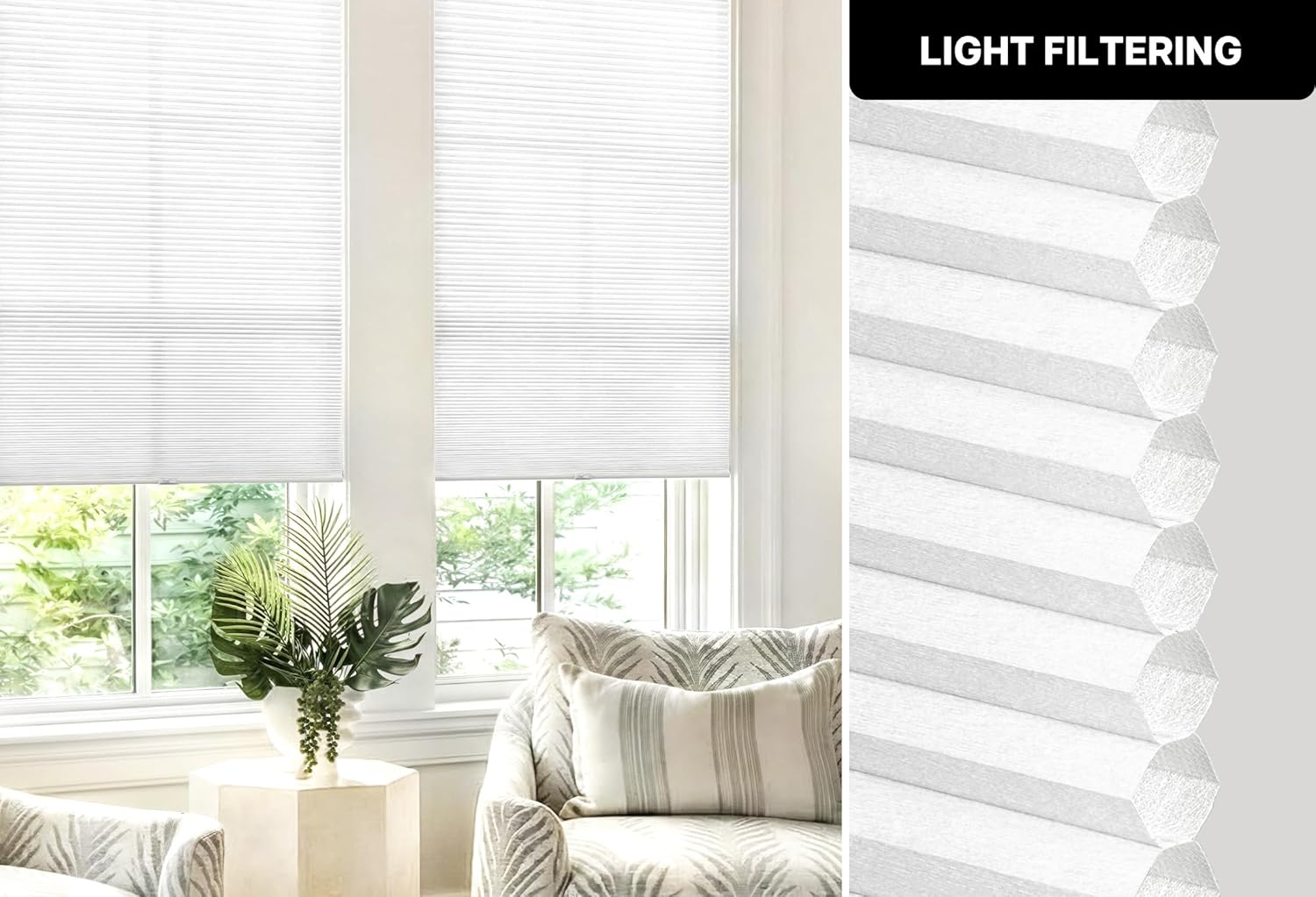 AUCT 22487 - $68 LazBlinds No Drill Cordless Cellular Shades, 33" W 64" H, White - Image 4