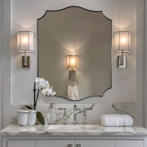 AUCT 22770m - $148 ANDY STAR Chrome Bathroom Mirror for Wall, 24x32 Inch Polished Chrome Mirror, Bathroo