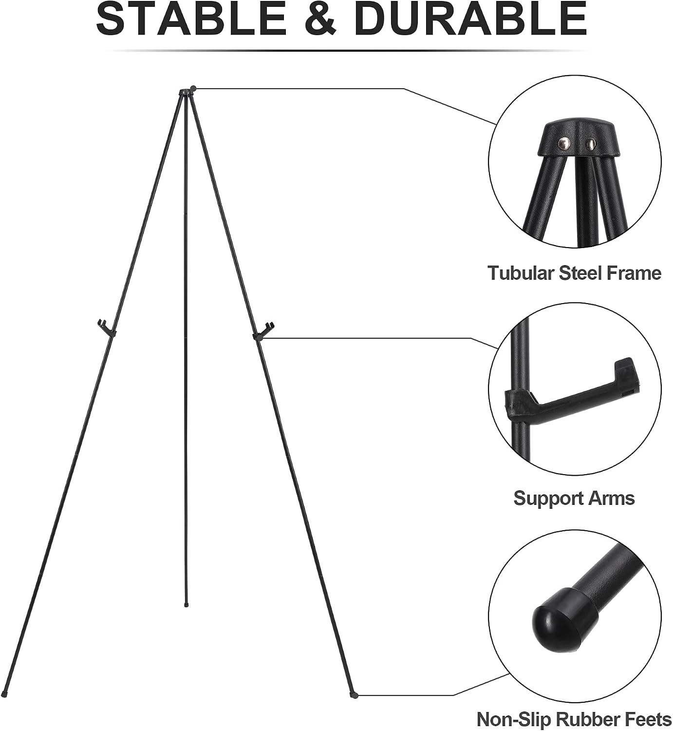AUCT 22488 - Easel Stand for Wedding Sign & Poster Display 63' Portable Art Easel for Floor Adjustable - Image 3