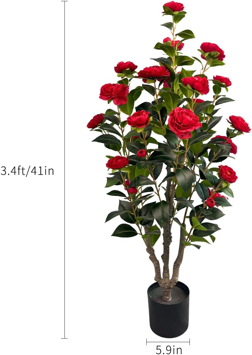 AUCT 22542 - $110 3.4FT Artificial Camellia Tree, 2 Pack Faux Plant Indoor Outdoor Decor - Image 2