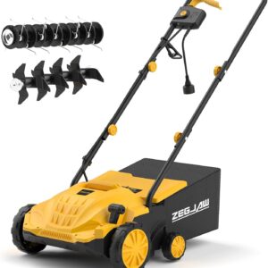 AUCT 22299 - $90 ZEGJAW Electric Dethatcher and Scarifier 2-in-1, 13-inch 12Amp Lawn Dethatcher, 4-Posi