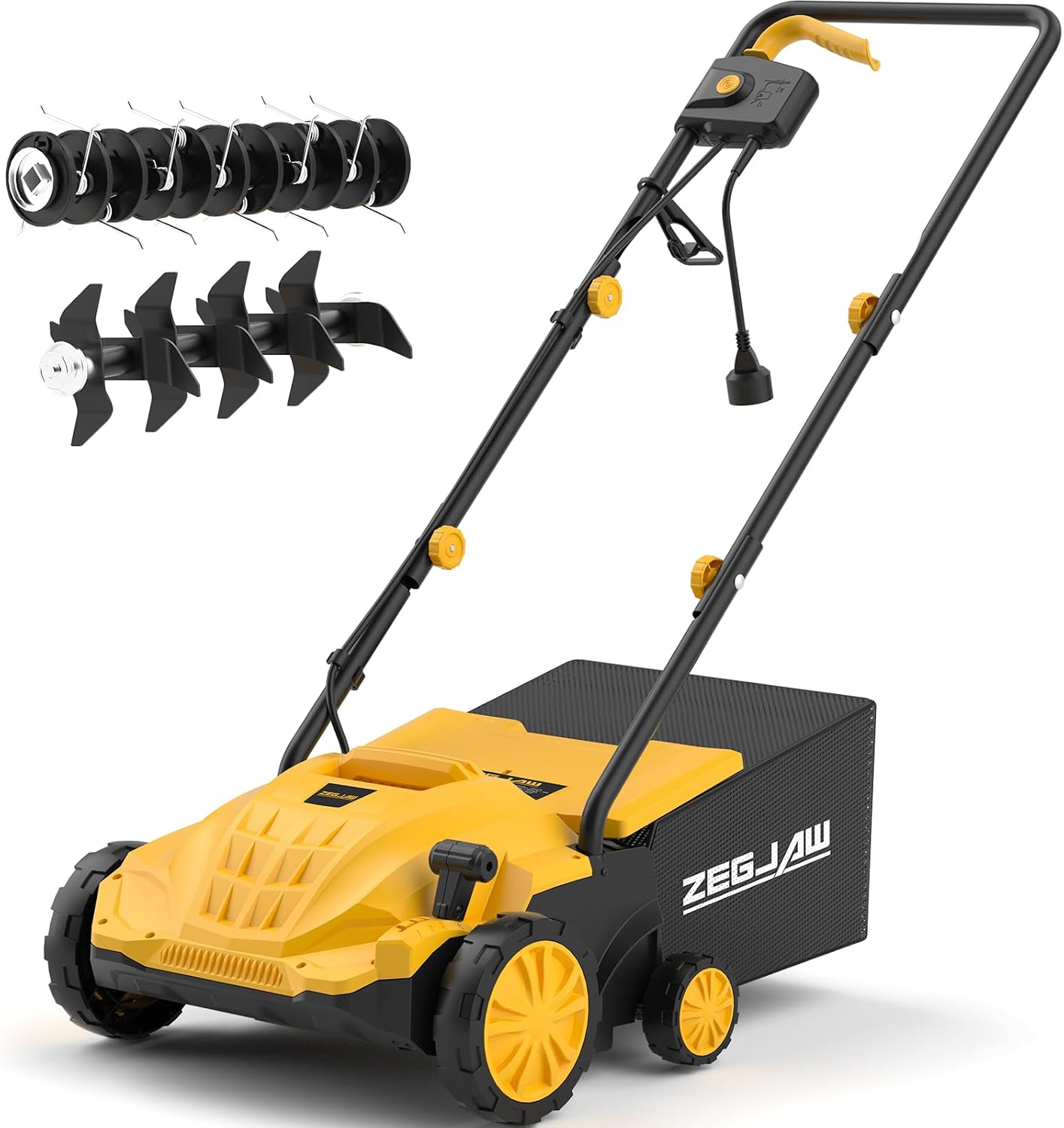 AUCT 22299 - $90 ZEGJAW Electric Dethatcher and Scarifier 2-in-1, 13-inch 12Amp Lawn Dethatcher, 4-Posi
