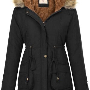 AUCT 20280 - $90 GRACE KARIN Women's Winter Coats Fleece Parkas Anoraks Hooded Military Jacket Coats