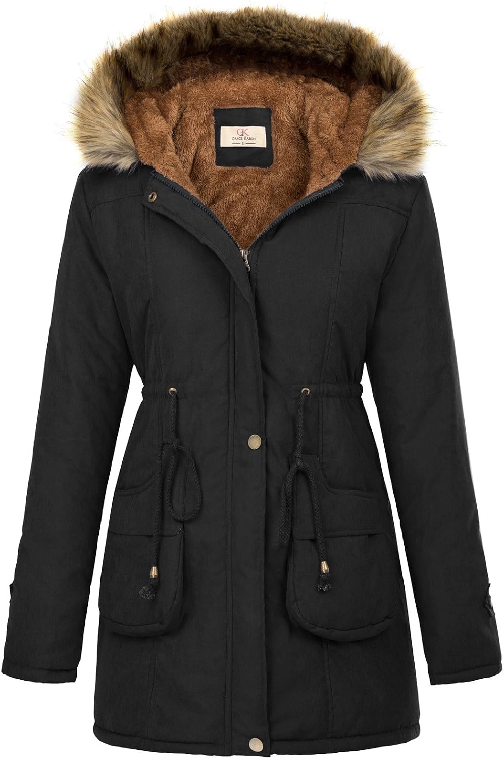 AUCT 20280 - $90 GRACE KARIN Women's Winter Coats Fleece Parkas Anoraks Hooded Military Jacket Coats