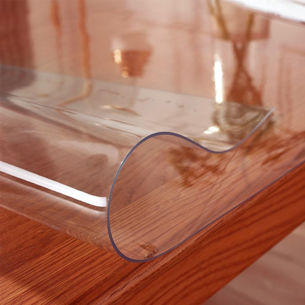 AUCT 21753 - Kasepie 42 X 42 Inch Clear Table Cover Protector,1.5mm Thick Plastic Table Cover, Clear Pl - Image 2