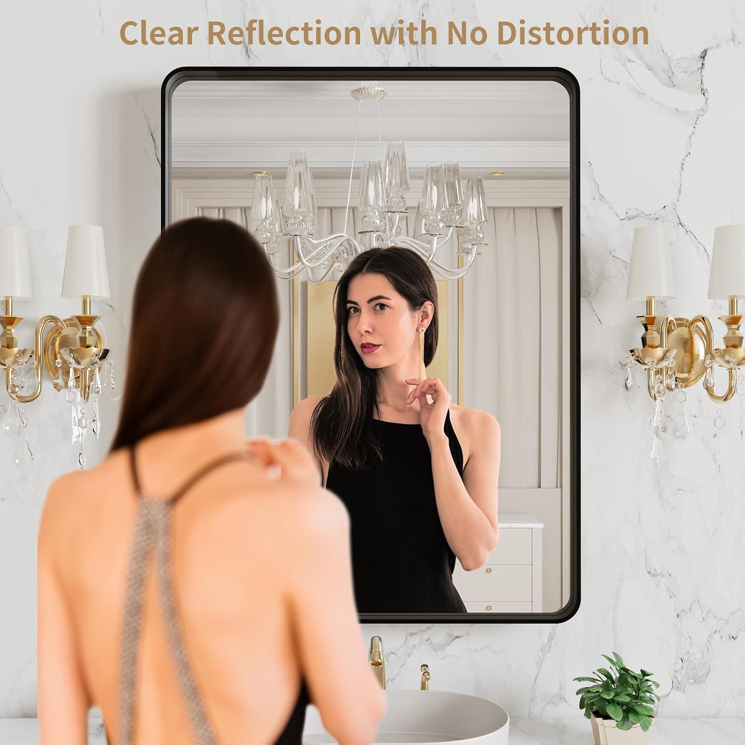 AUCT 20951 - LOAAO 20X16 Inch Black Bathroom Mirror Metal Framed - Image 2