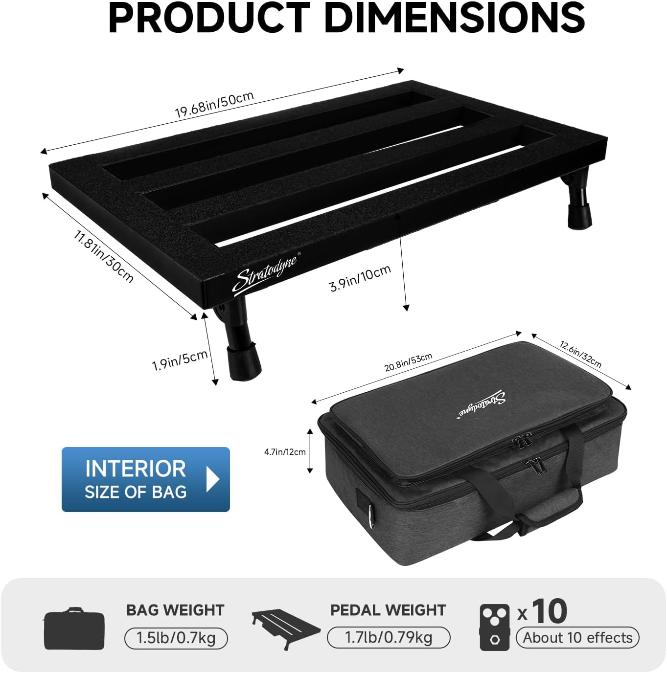 AUCT 22552 - Guitar Pedal Board 1.76lb Super light Foldable Aluminum Alloy Effect Pedalboard 19.8'x11.5 - Image 2