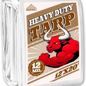 AUCT 20841 - 12x20 Feet 12mil Waterproof Tarp Heavy Duty UV Resistant White