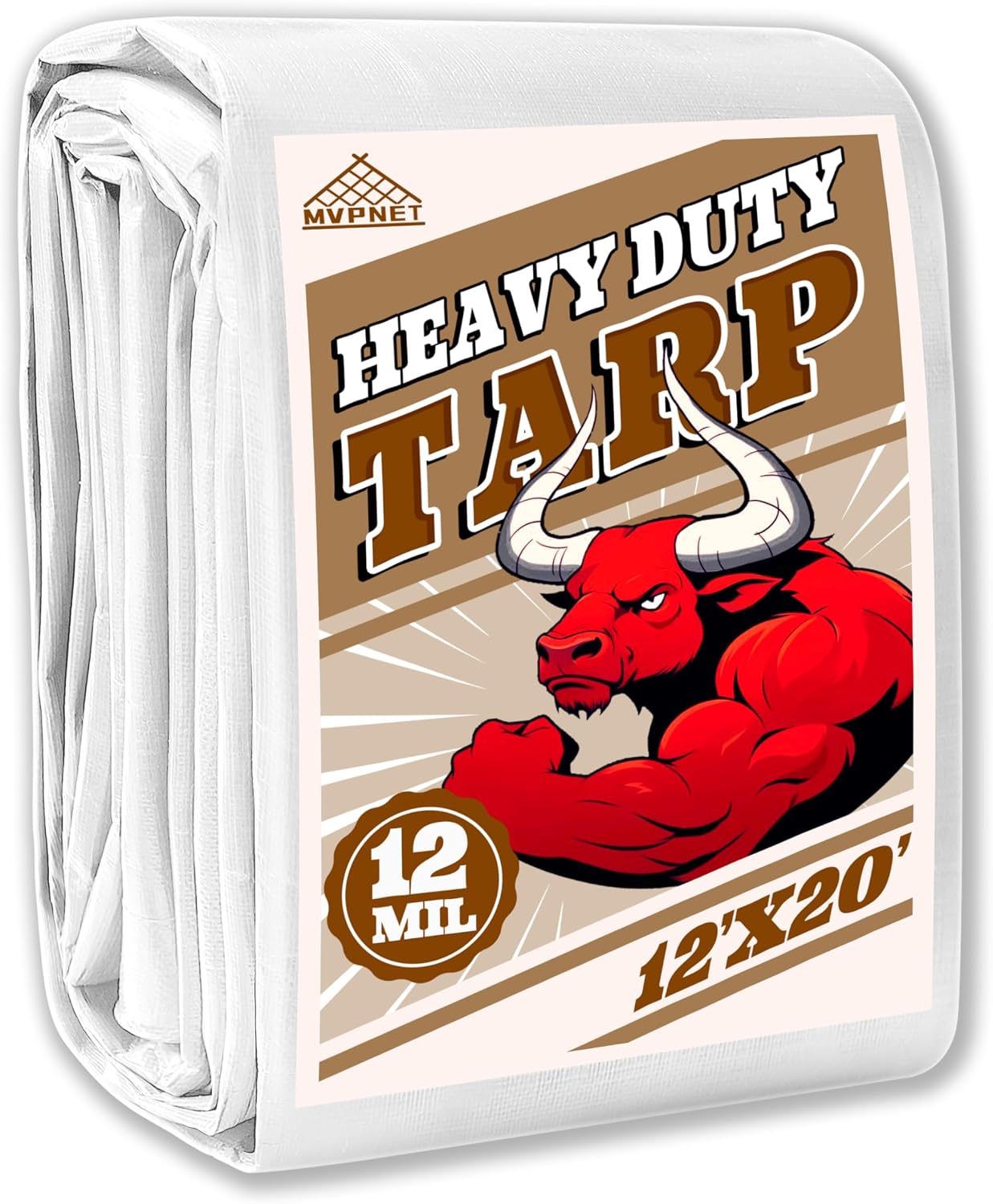 AUCT 20841 - 12x20 Feet 12mil Waterproof Tarp Heavy Duty UV Resistant White