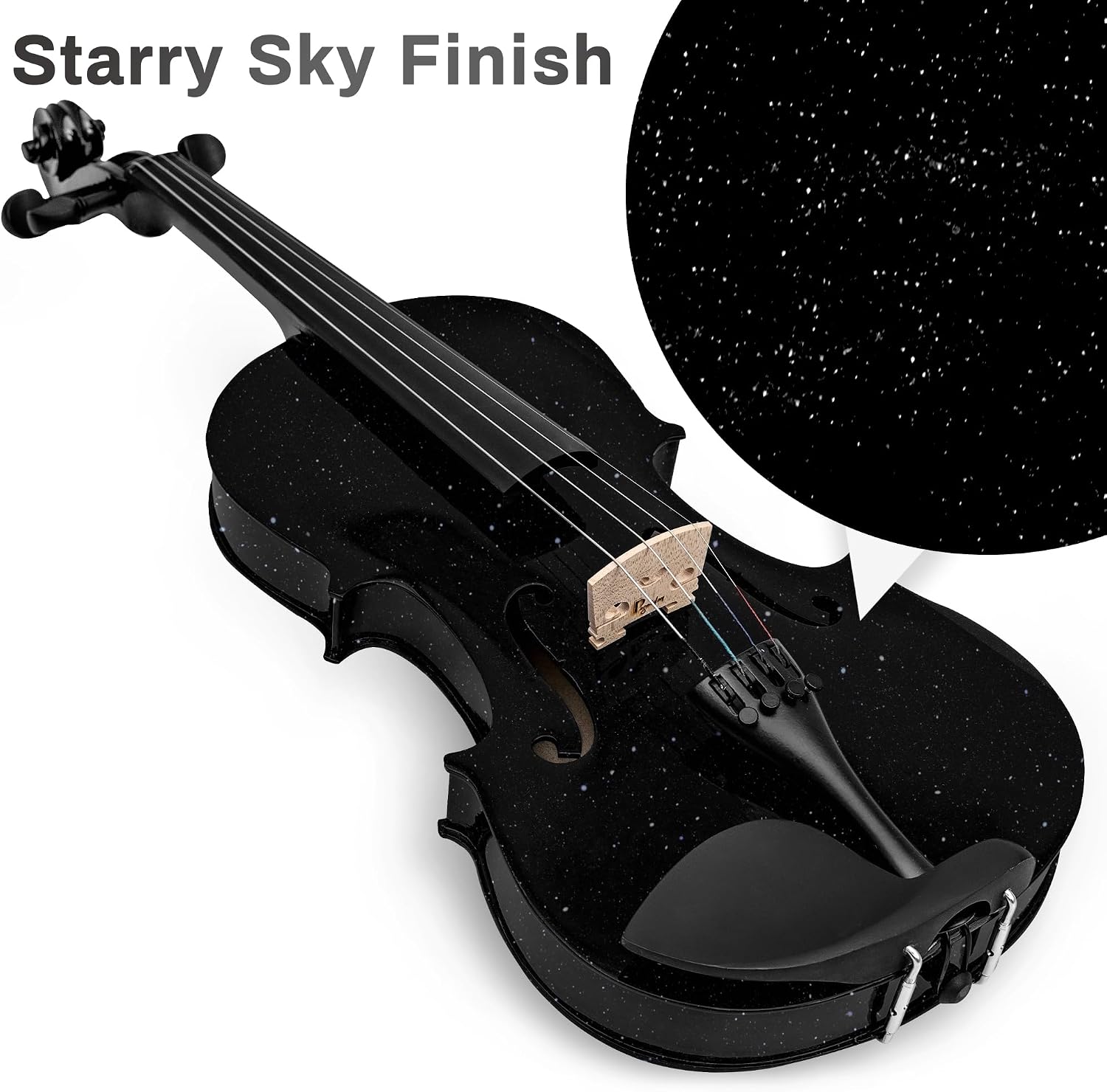 AUCT 20980 - $100 3/4 Acoustic Violin Fiddle, Black Violin for Beginners for Beginners Violin Starter K - Image 3