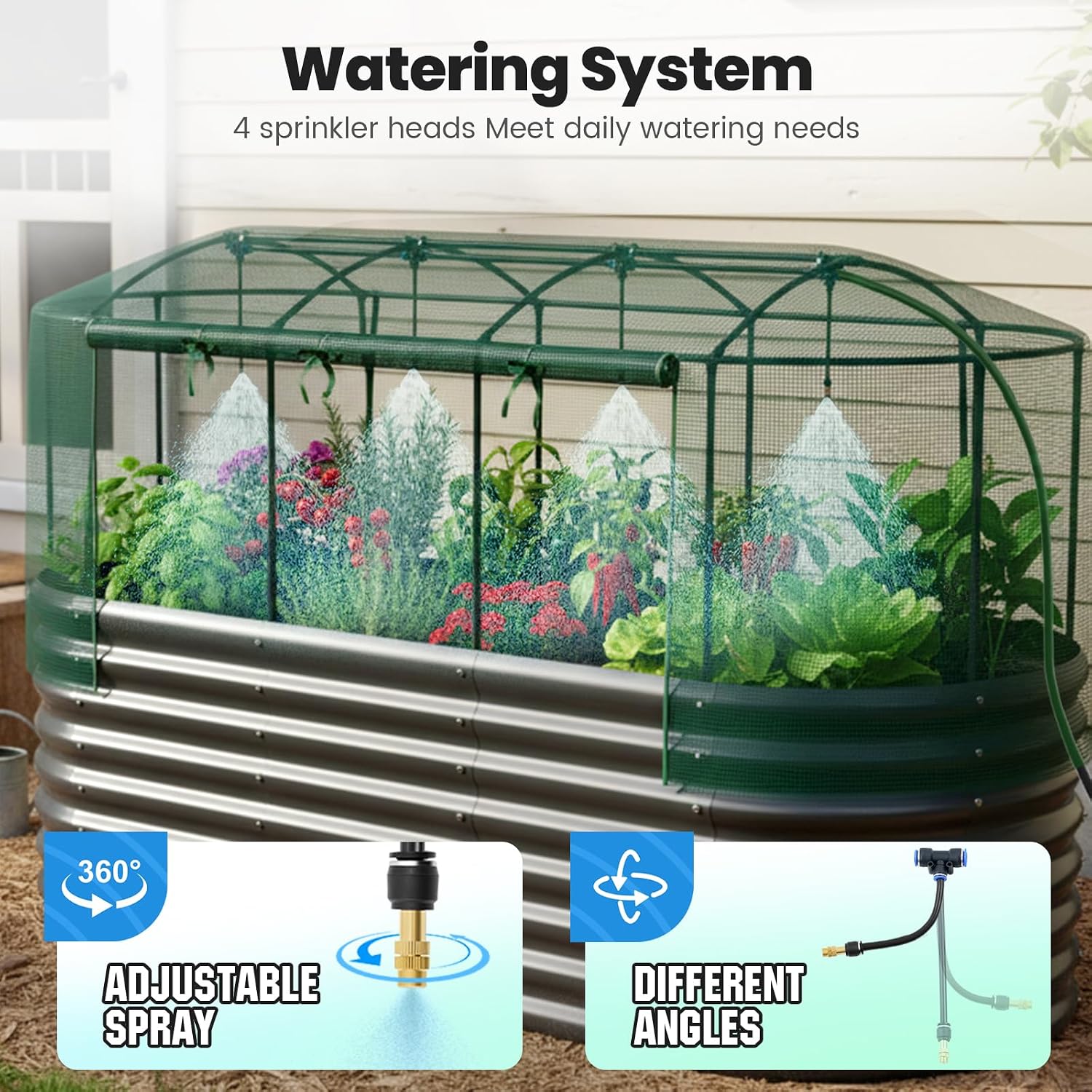 AUCT 21707 - $240 Quictent Raised Garden Bed Kit w/Self Watering & Netting 8x3x2Ft Dark Grey - Image 3