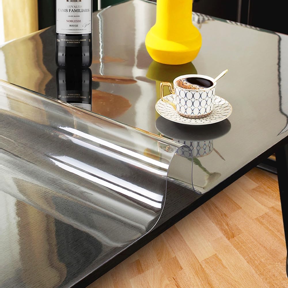 AUCT 21753 - Kasepie 42 X 42 Inch Clear Table Cover Protector,1.5mm Thick Plastic Table Cover, Clear Pl - Image 3