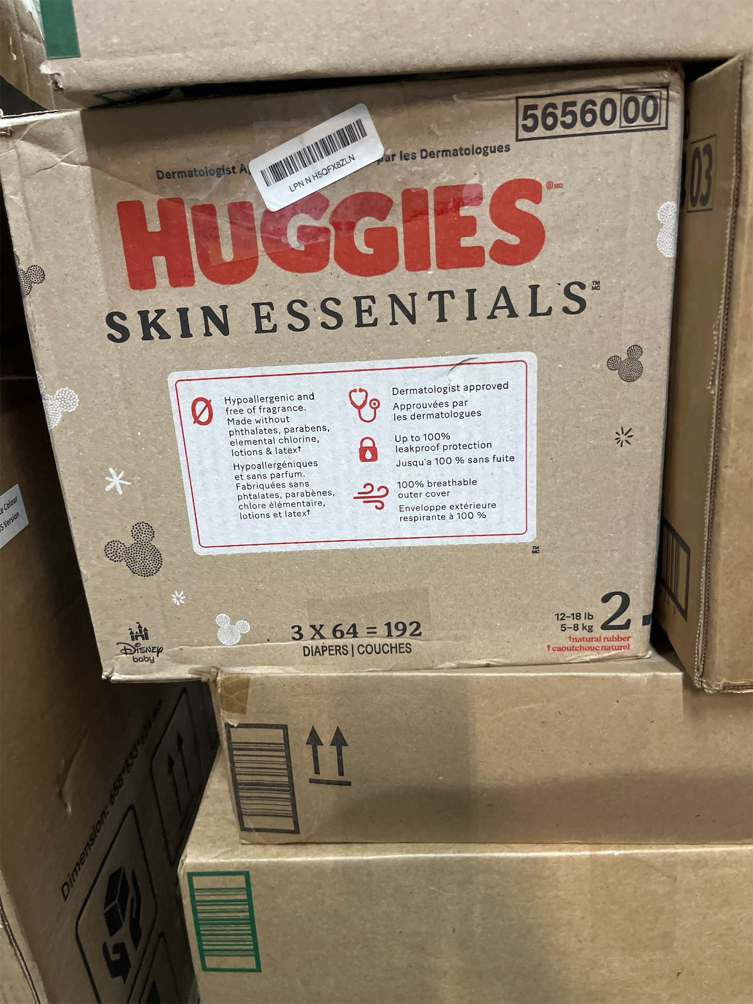AUCT 20689 - $65 Huggies Skin Essentials Diapers Size 2, 192 Count (3 Packs of 64) - Image 5