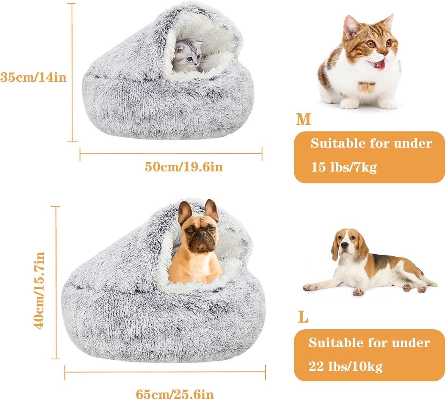 AUCT 20885 - SUOXU Small Dog Bed, Nest Warm Super Soft Plush Faux Fur Washable Dog Bed with Non-Slip Bo - Image 3