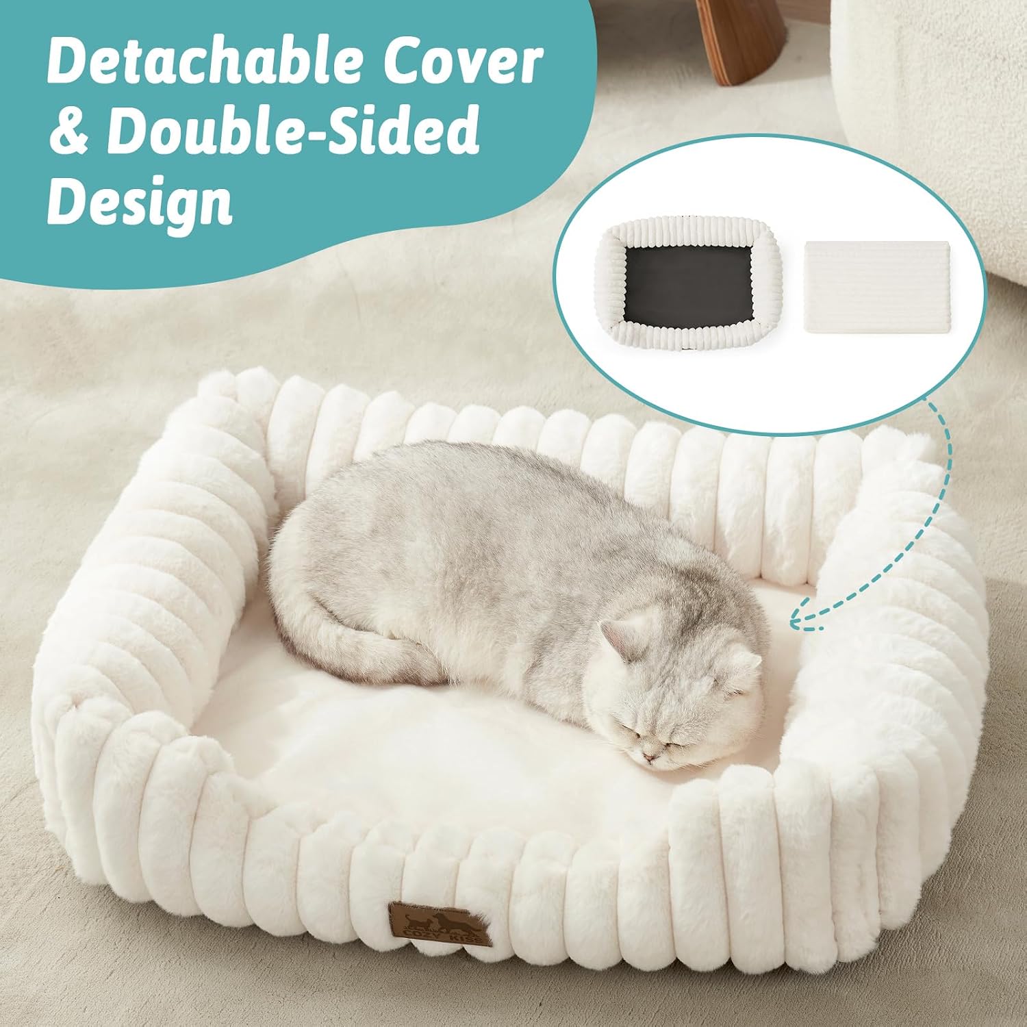 AUCT 20901 - Orthopedic Dog Bed for Small Dogs & Cats - Washable Rectangle Pet Bed with Anti-Slip Botto - Image 4
